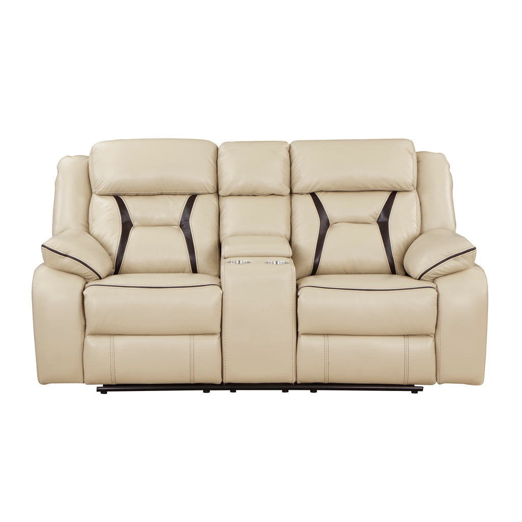 Manual Double Reclining Love Seat with Center Console