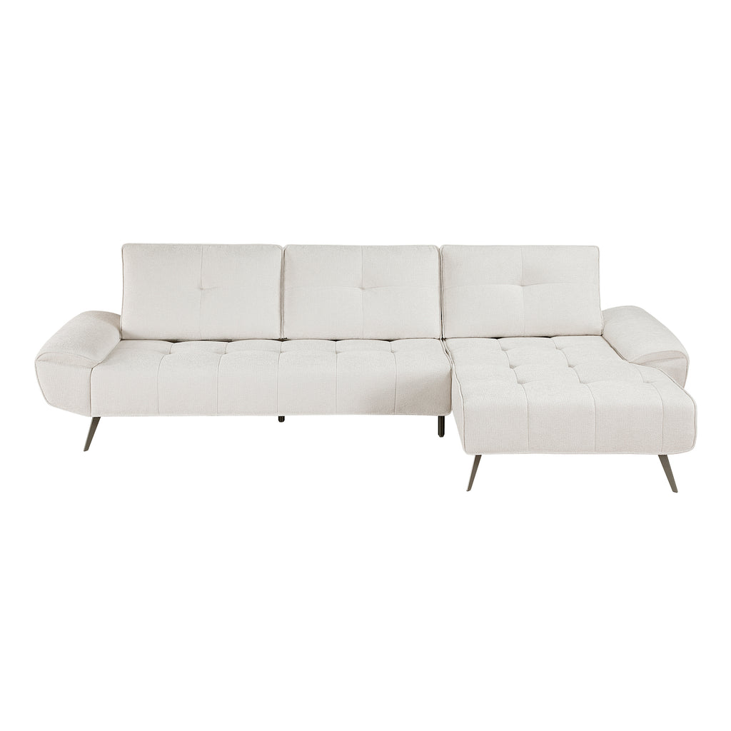Chenille Fabric 2-Piece Sectional with Right Chaise