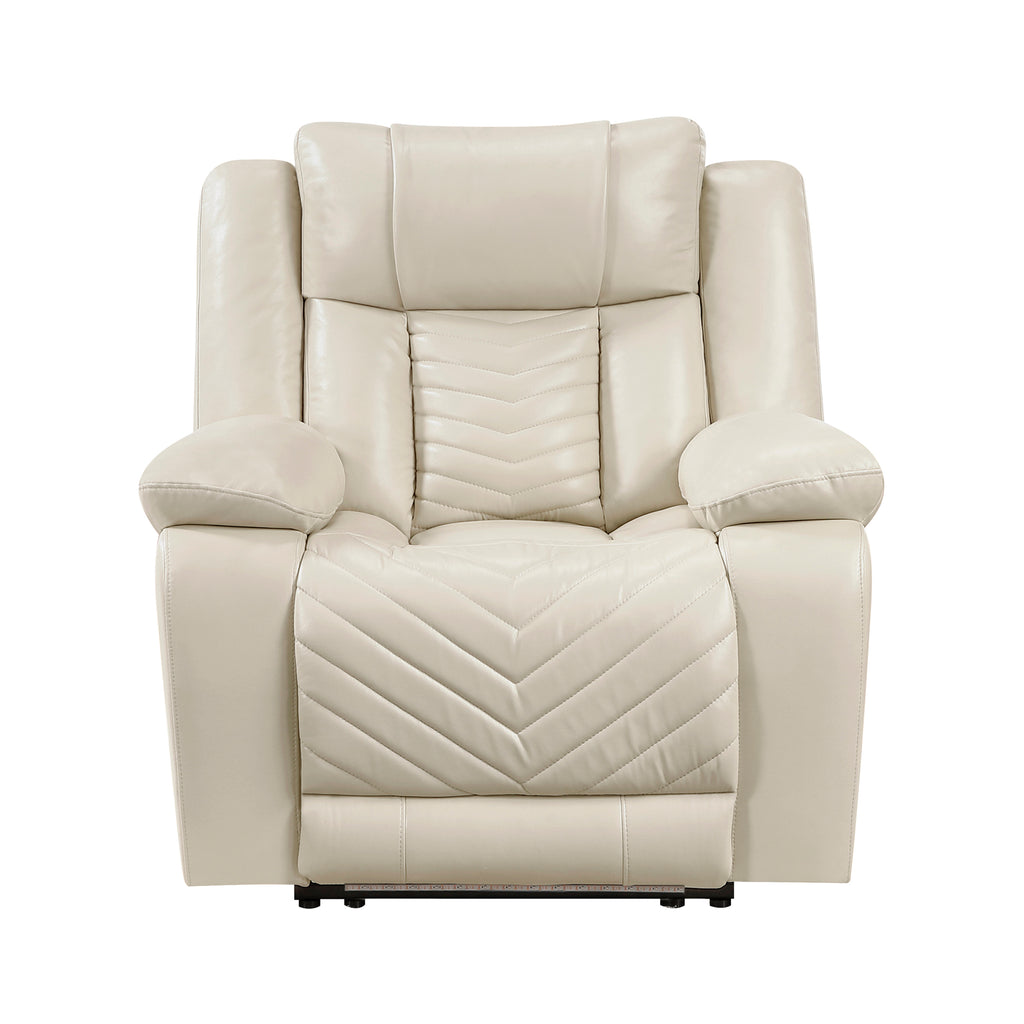 Faux Leather Power Reclining Chair with LED and Charging Ports