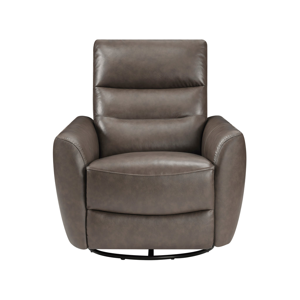 Leather Match Manual Swivel Glider Reclining Chair