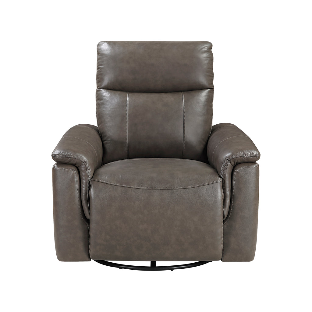 Leather Match Manual Swivel Glider Reclining Chair