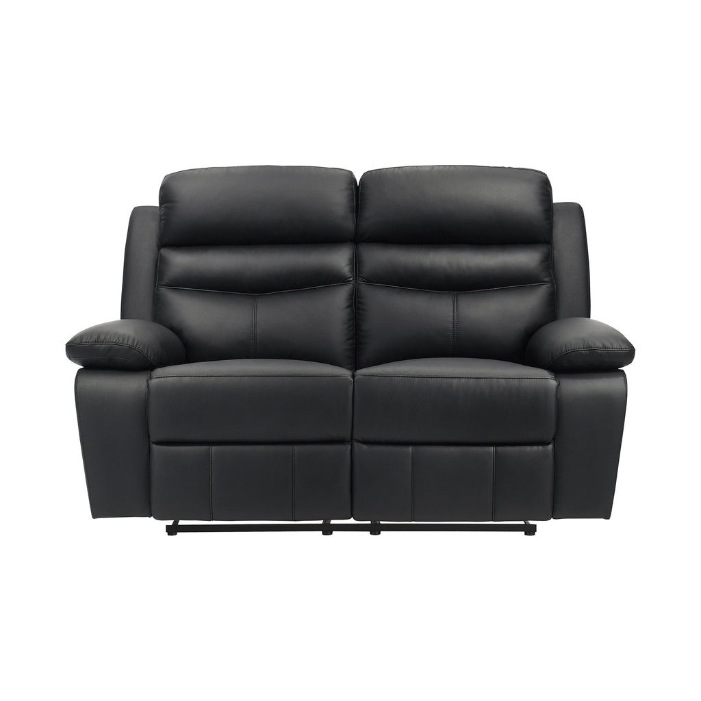 Leather Match Manual Double Reclining Loveseat