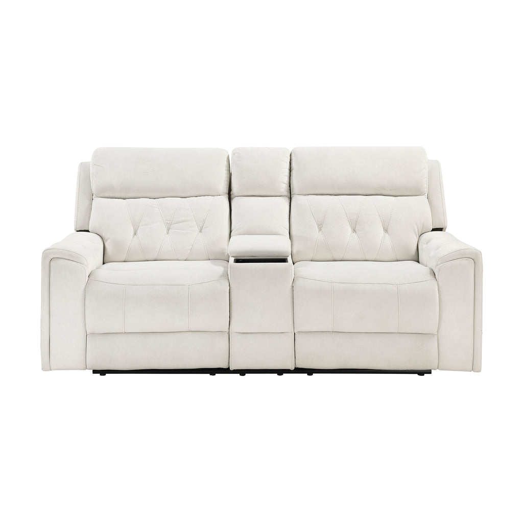 Polished Microfiber Power Double Reclining Loveseat