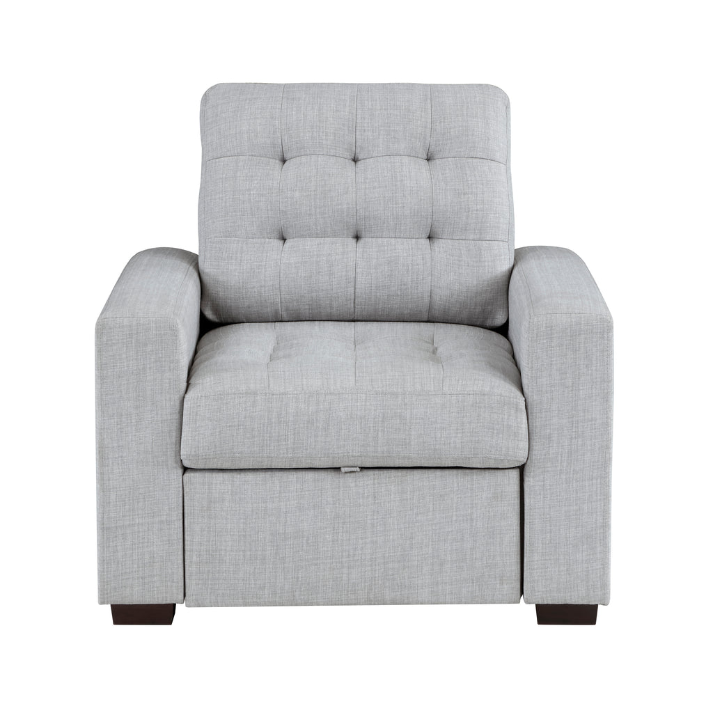 Fabric Chair with Pull-out Ottoman