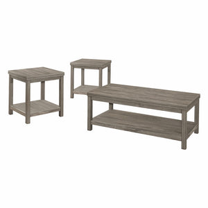 Marseille 3-piece Transitional Wood Occasional Tables in Weathered Gray