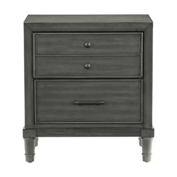 Noé 26.5" 2-drawer Traditional Wood Nightstand in Gray