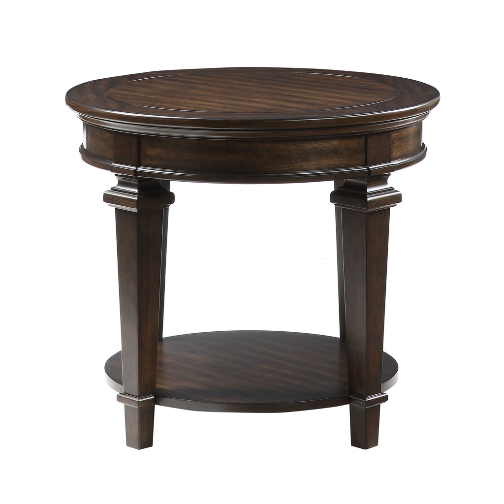 Valabregue 28" Round Traditional Wooden End Table in Espresso