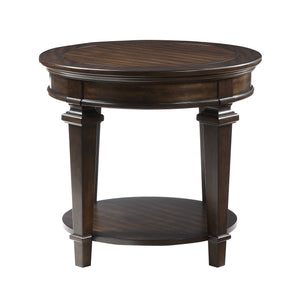 Valabregue 28" Round Traditional Wooden End Table in Espresso