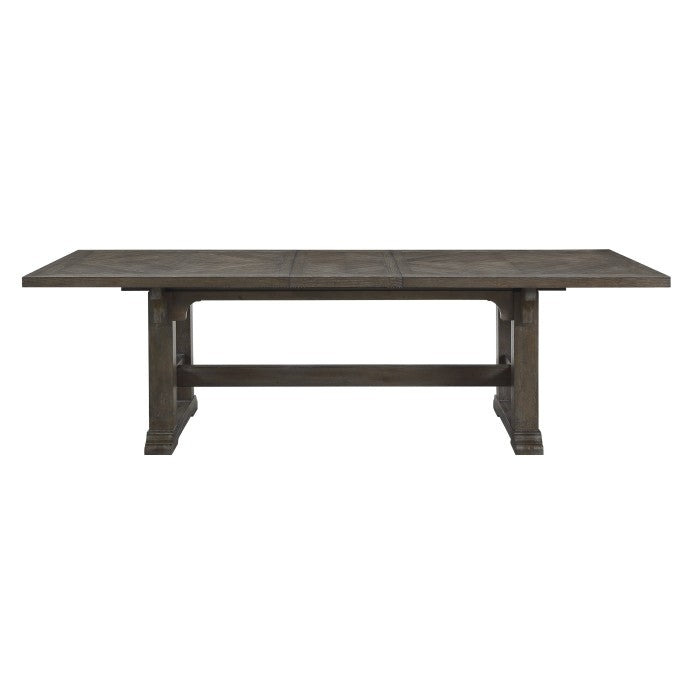 Mal Transitional Engineered Wood Dining Room Table in Driftwood Brown