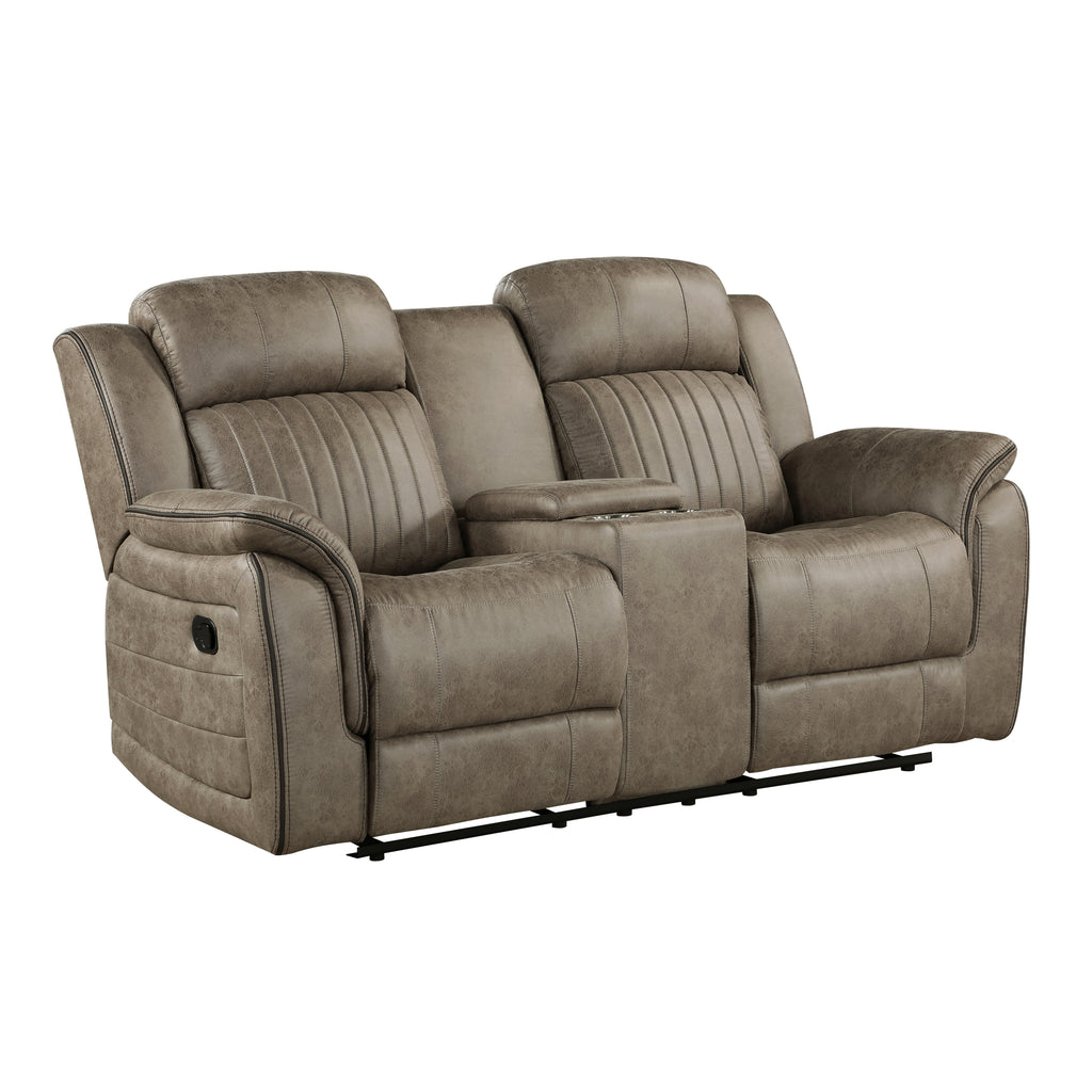 Bisset Contemporary Reclining Loveseat in Sandy Brown