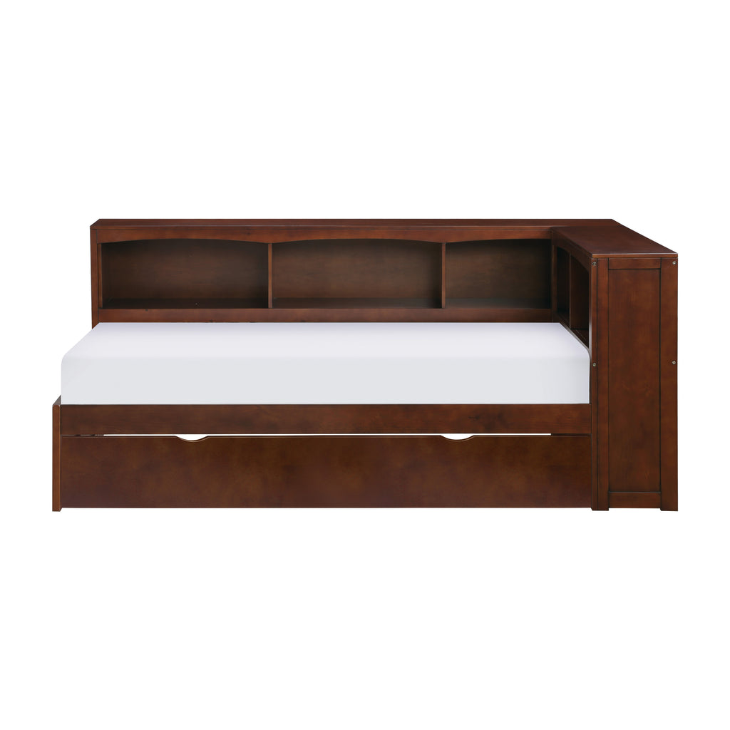 Bartly Twin Bookcase Corner Bed with Twin Trundle