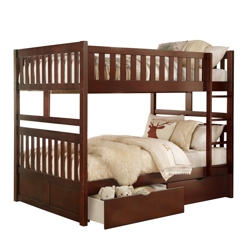 Bartly Bunk Bed, Full/Full with Storage Boxes