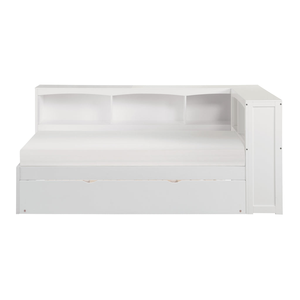 Bartly Twin Bookcase Corner Bed with Twin Trundle