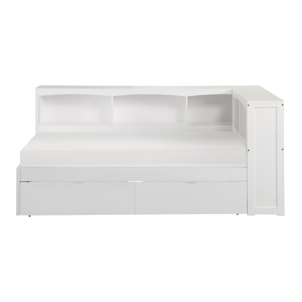 Bartly Twin Bookcase Corner Bed with Storage Boxes