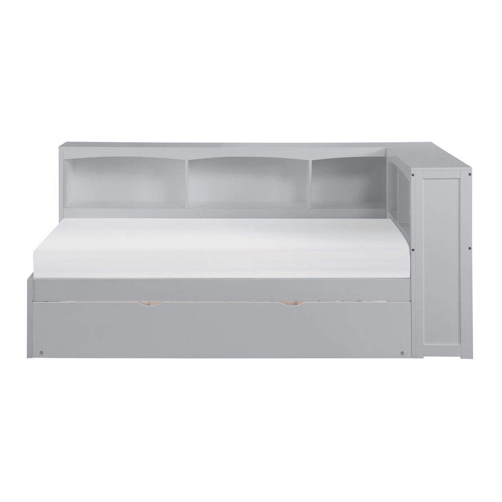 Bartly Twin Bookcase Corner Bed with Twin Trundle