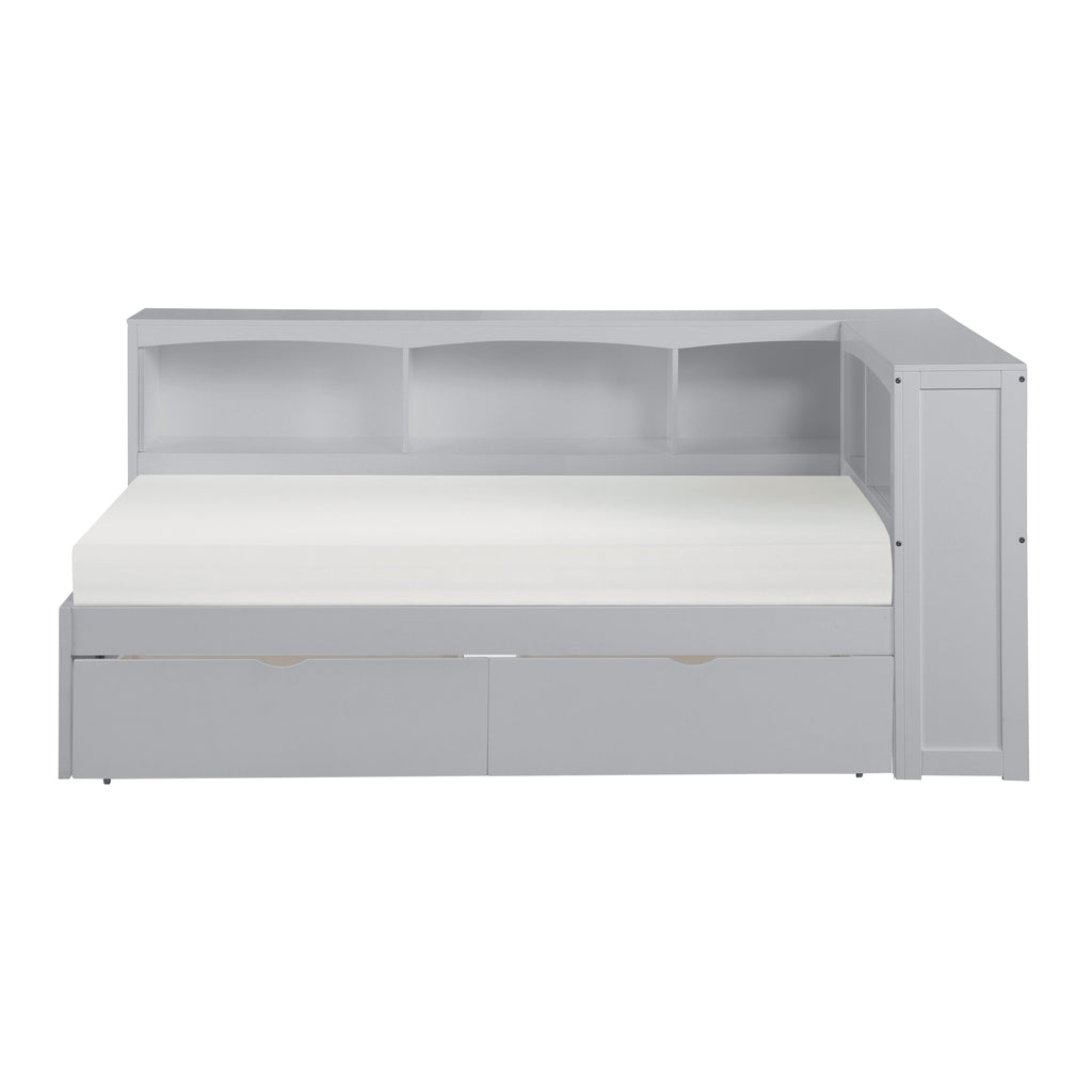 Bartly Twin Bookcase Corner Bed with Storage Boxes