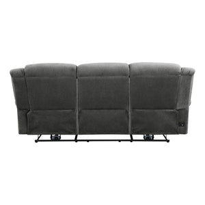 Textured Microfiber Power Double Reclining Sofa