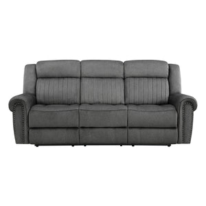 Textured Microfiber Power Double Reclining Sofa