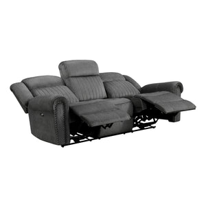 Textured Microfiber Power Double Reclining Sofa