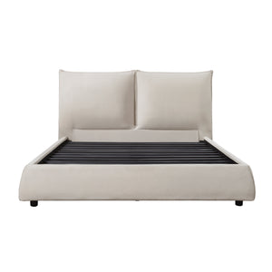 Chenille Upholstered Platform Bed, Queen