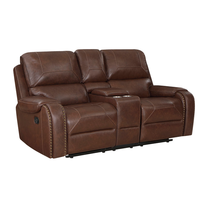 Breathable Faux Leather Double Glider Reclining Loveseat