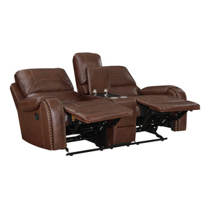 Breathable Faux Leather Double Glider Reclining Loveseat