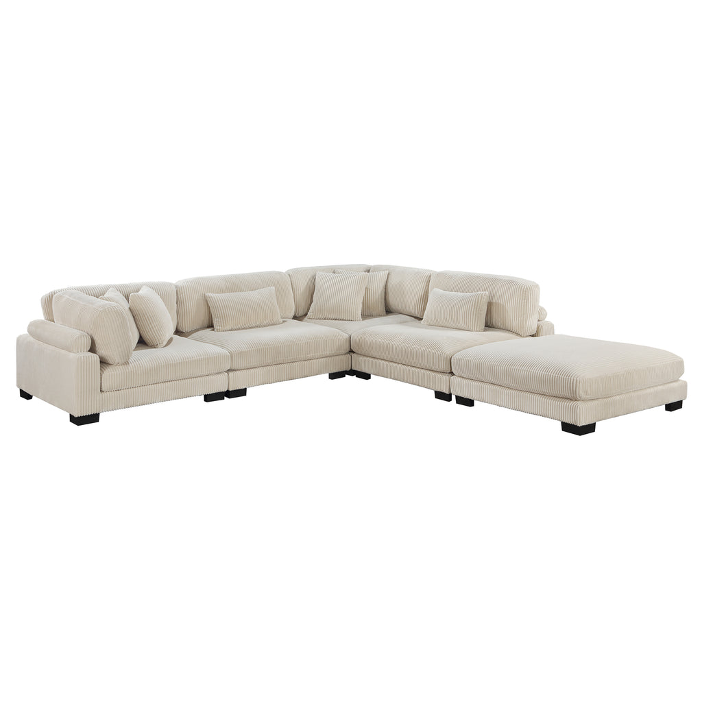 Modular Sectional Sofa, 4-Seater with Ottoman