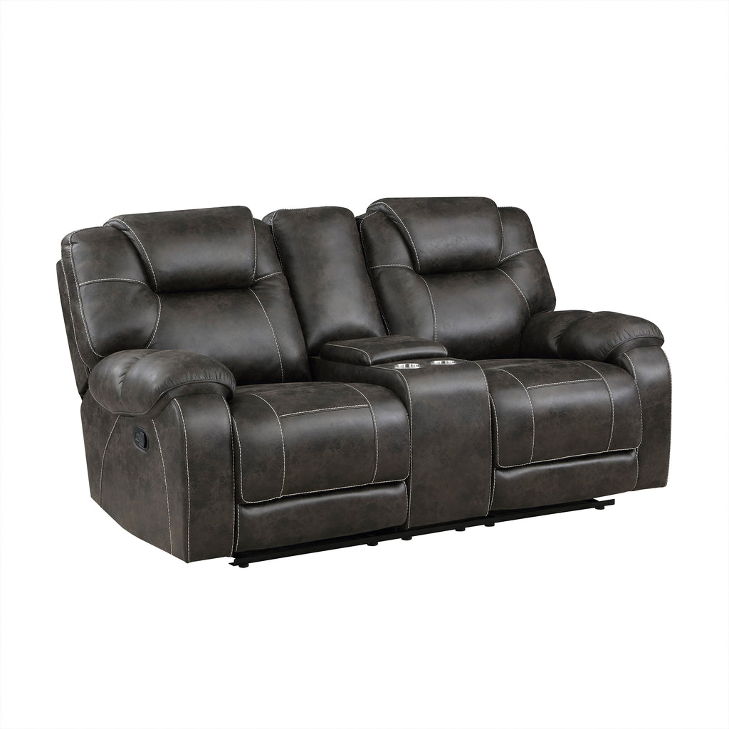 Polished Microfiber Double Reclining Loveseat