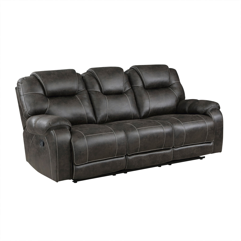 Polished Microfiber Double Reclining Sofa