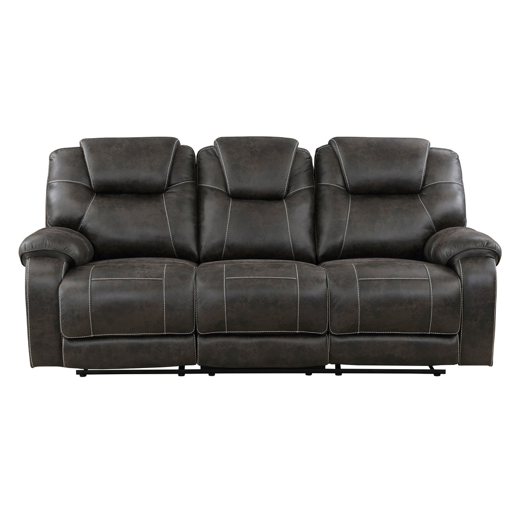 Polished Microfiber Double Reclining Sofa