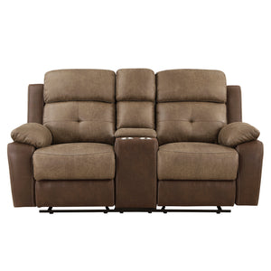Polished Microfiber Double Glider Reclining Loveseat