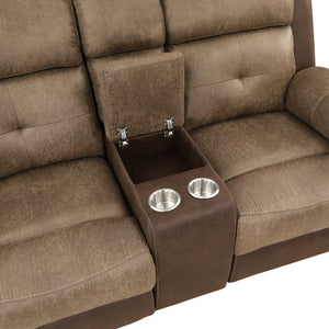 Polished Microfiber Double Glider Reclining Loveseat