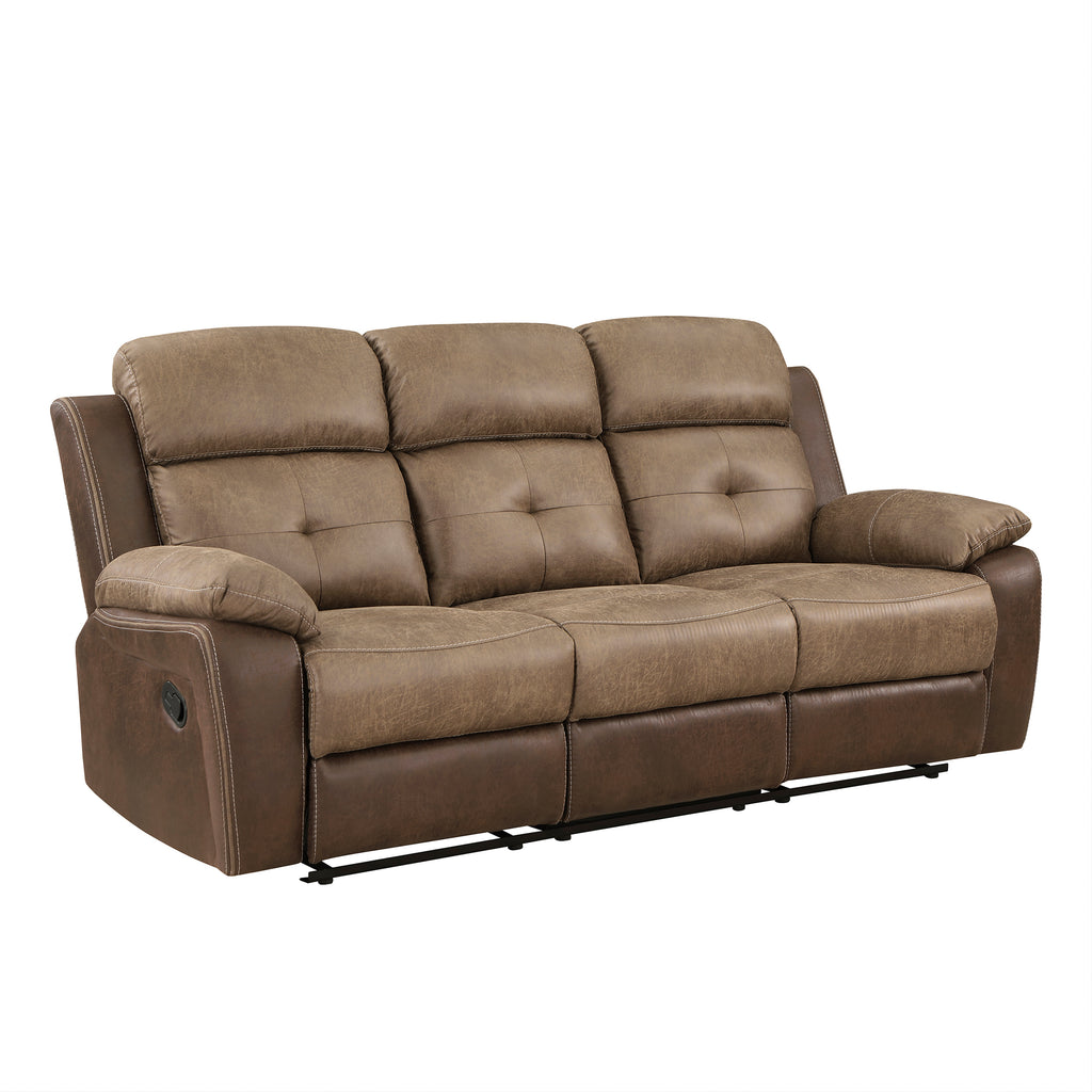 Polished Microfiber Double Reclining Sofa