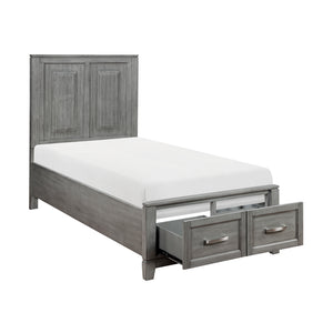 Platform Bed with Footboard Storage, Twin