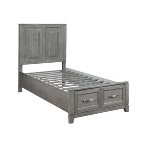 Platform Bed with Footboard Storage, Twin