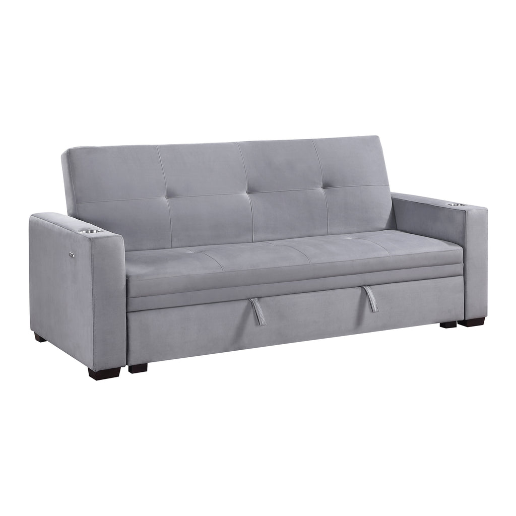 Velvet Fabric Convertible Sofa with Hidden Storage