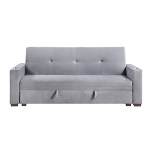 Velvet Fabric Convertible Sofa with Hidden Storage