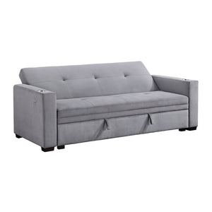 Velvet Fabric Convertible Sofa with Hidden Storage