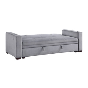 Velvet Fabric Convertible Sofa with Hidden Storage