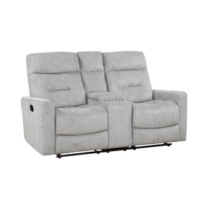 Chenille Fabric Double Reclining Love Seat with Console