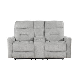 Chenille Fabric Double Reclining Love Seat with Console