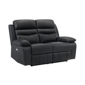 Leather Match Power Double Reclining Loveseat