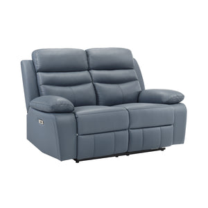 Leather Match Power Double Reclining Loveseat