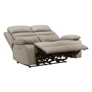 Leather Match Power Double Reclining Loveseat