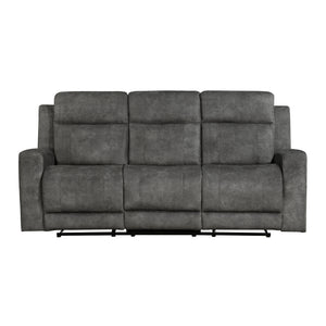 Textured Microfiber Double Reclining Sofa