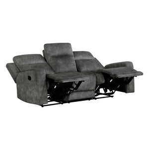 Textured Microfiber Double Reclining Sofa