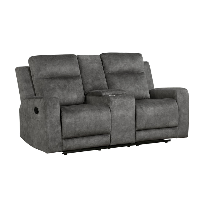 Textured Microfiber Double Reclining Loveseat