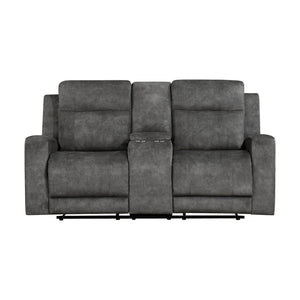 Textured Microfiber Double Reclining Loveseat