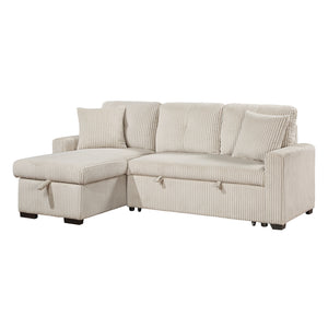 3-Piece Reversible Sectional with Pull-out Bed and Hidden Storage