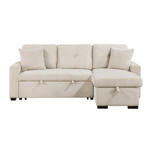 3-Piece Reversible Sectional with Pull-out Bed and Hidden Storage